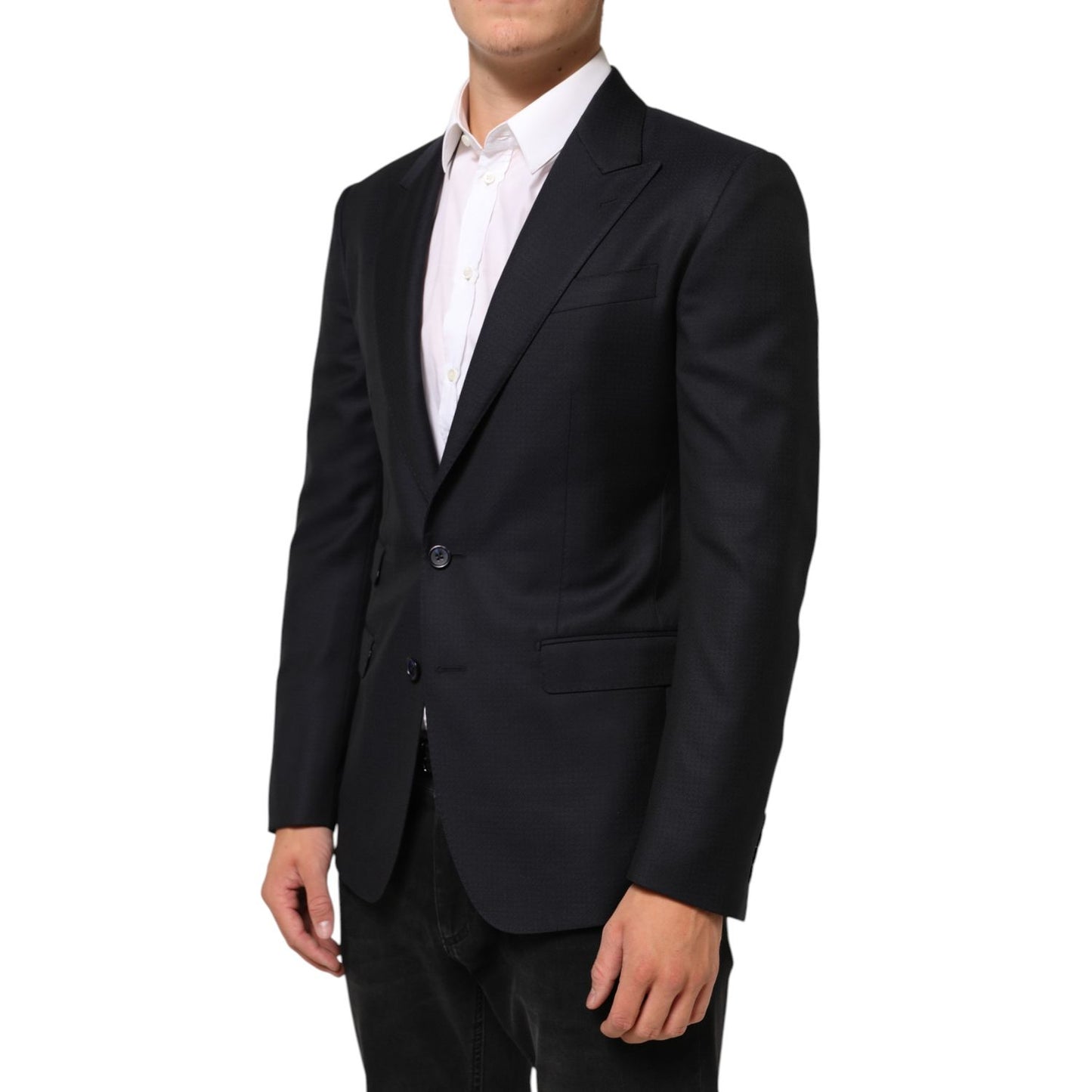 Dolce & Gabbana Dark Blue Wool NAPOLI 2 Button Men Suit Blazer