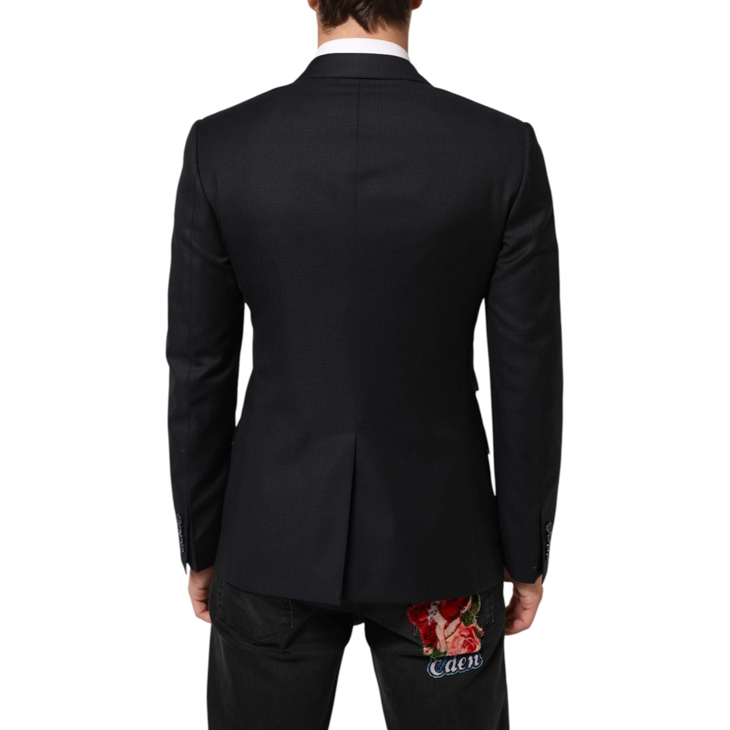 Dolce & Gabbana Dark Blue Wool NAPOLI 2 Button Men Suit Blazer