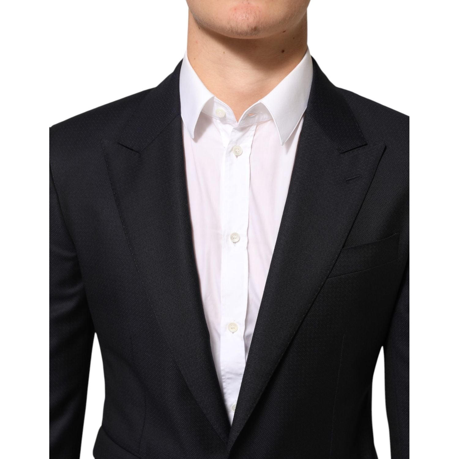 Dolce & Gabbana Dark Blue Wool NAPOLI 2 Button Men Suit Blazer