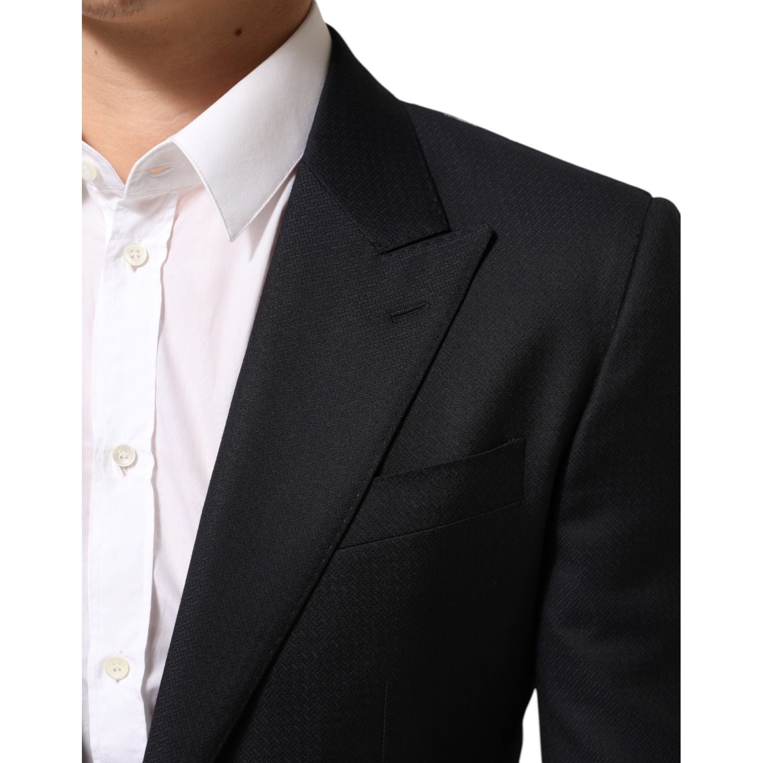 Dolce & Gabbana Dark Blue Wool NAPOLI 2 Button Men Suit Blazer