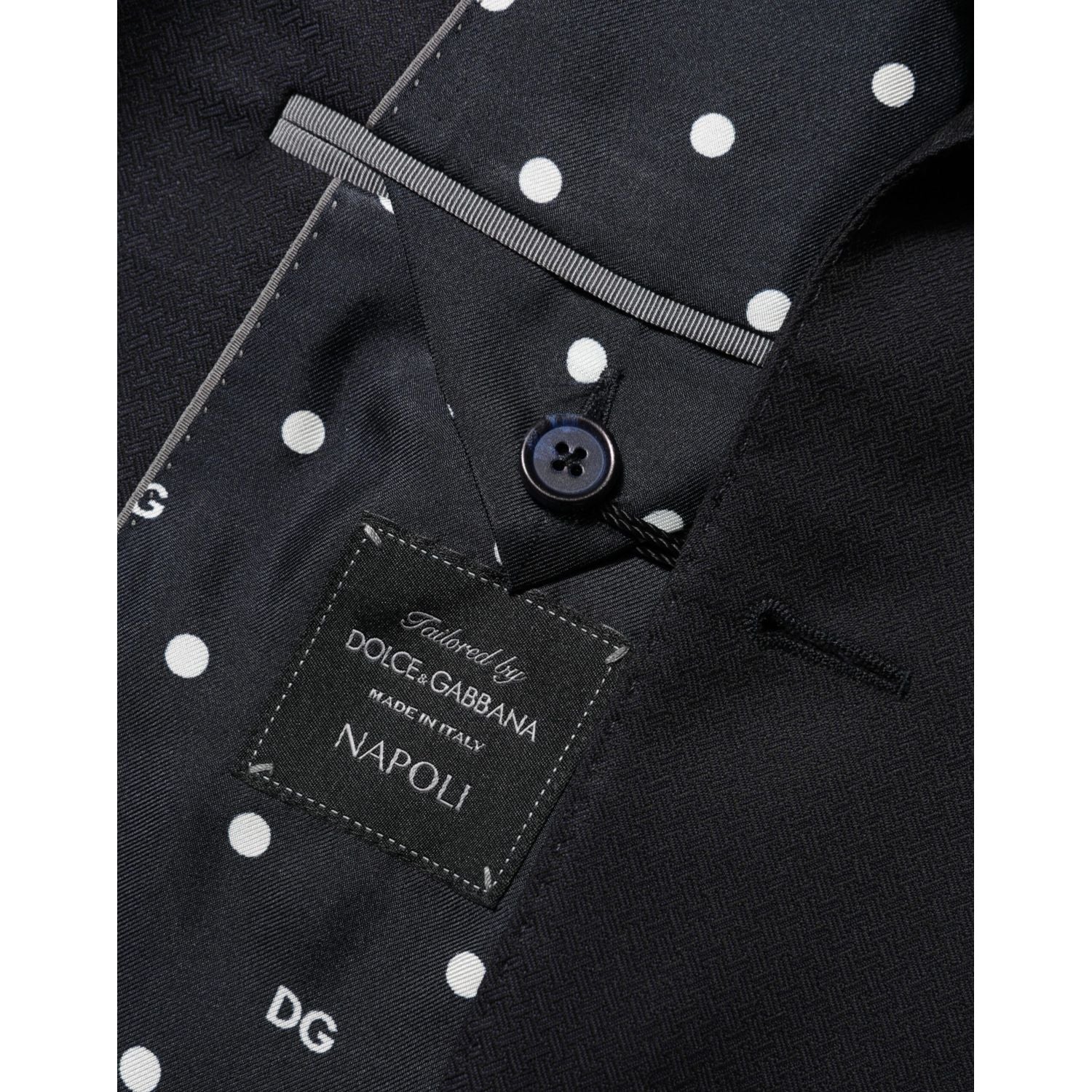 Dolce & Gabbana Dark Blue Wool NAPOLI 2 Button Men Suit Blazer