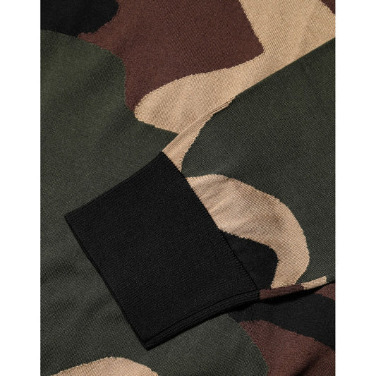 Dolce & Gabbana Multicolor Camouflage Crew Neck Men Pullover Sweater