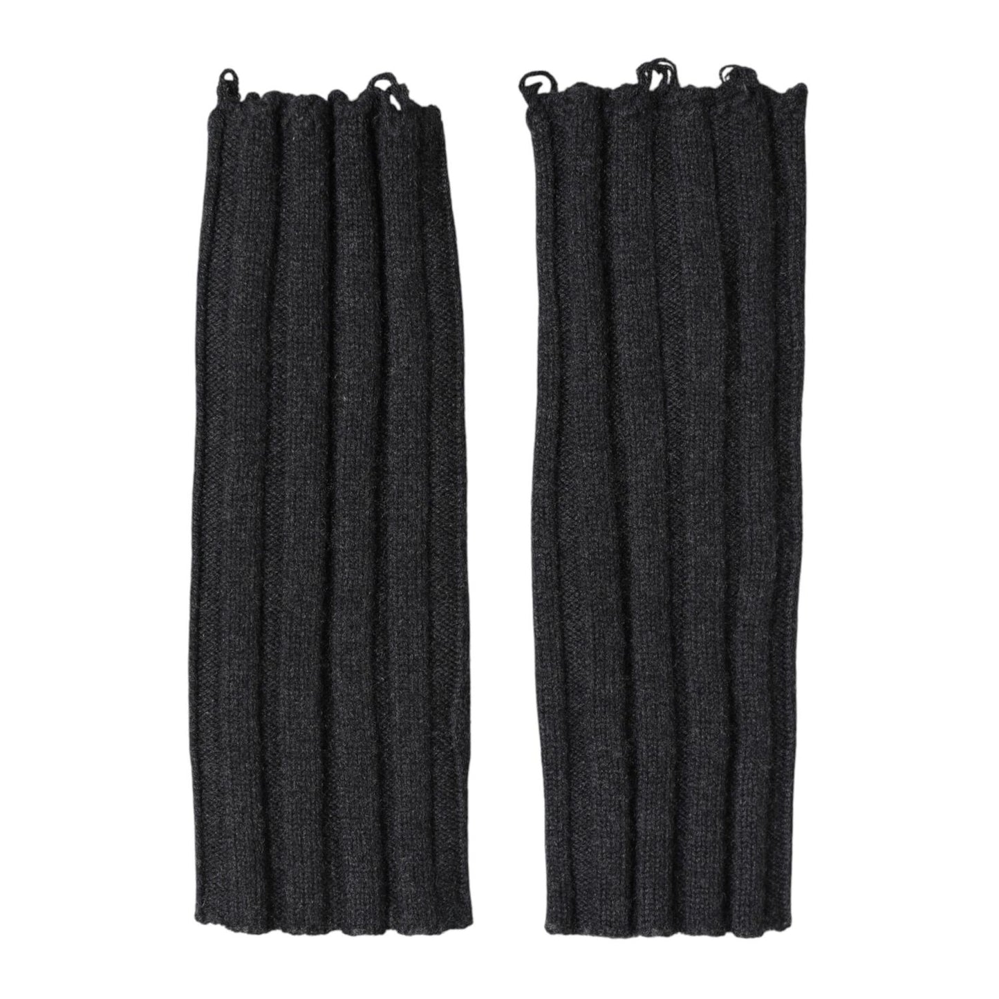Dolce & Gabbana Dark Gray Virgin Wool Knitted Fingerless Gloves