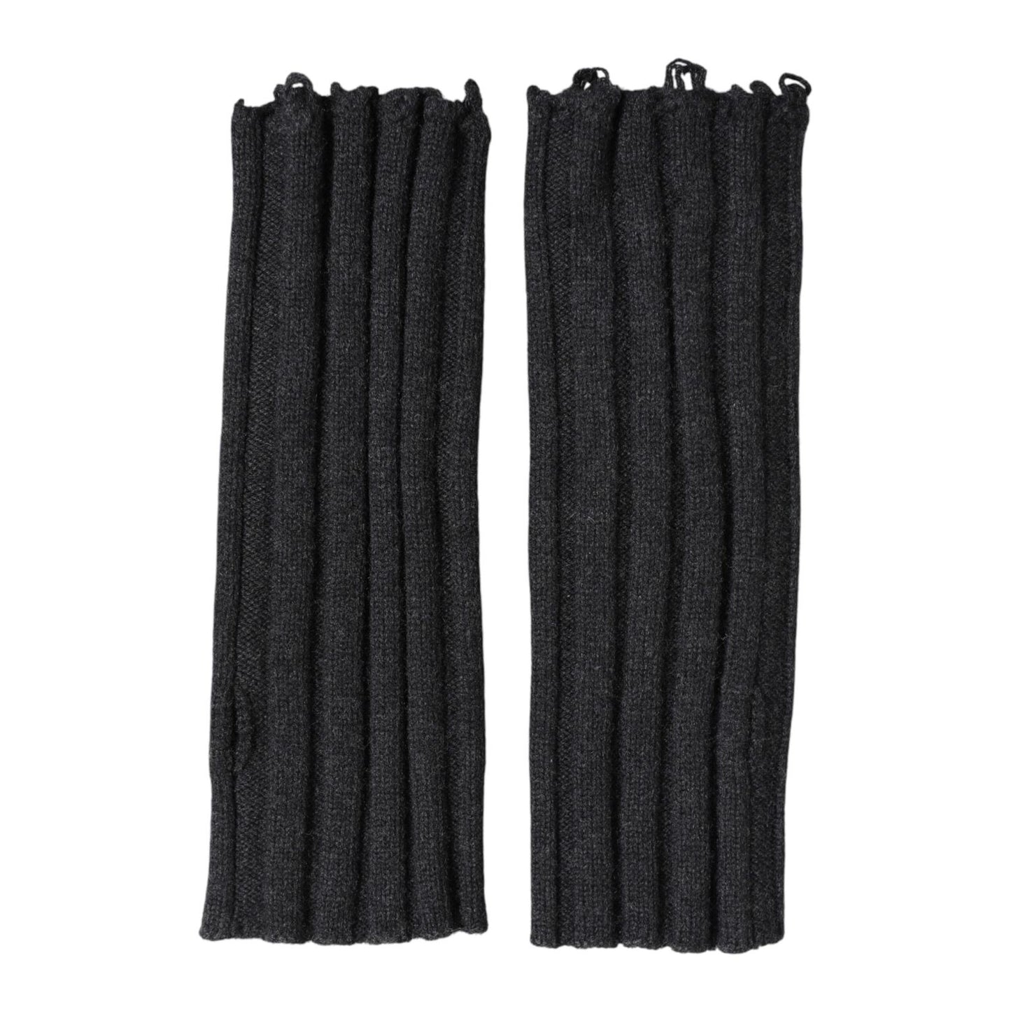 Dolce & Gabbana Dark Gray Virgin Wool Knitted Fingerless Gloves