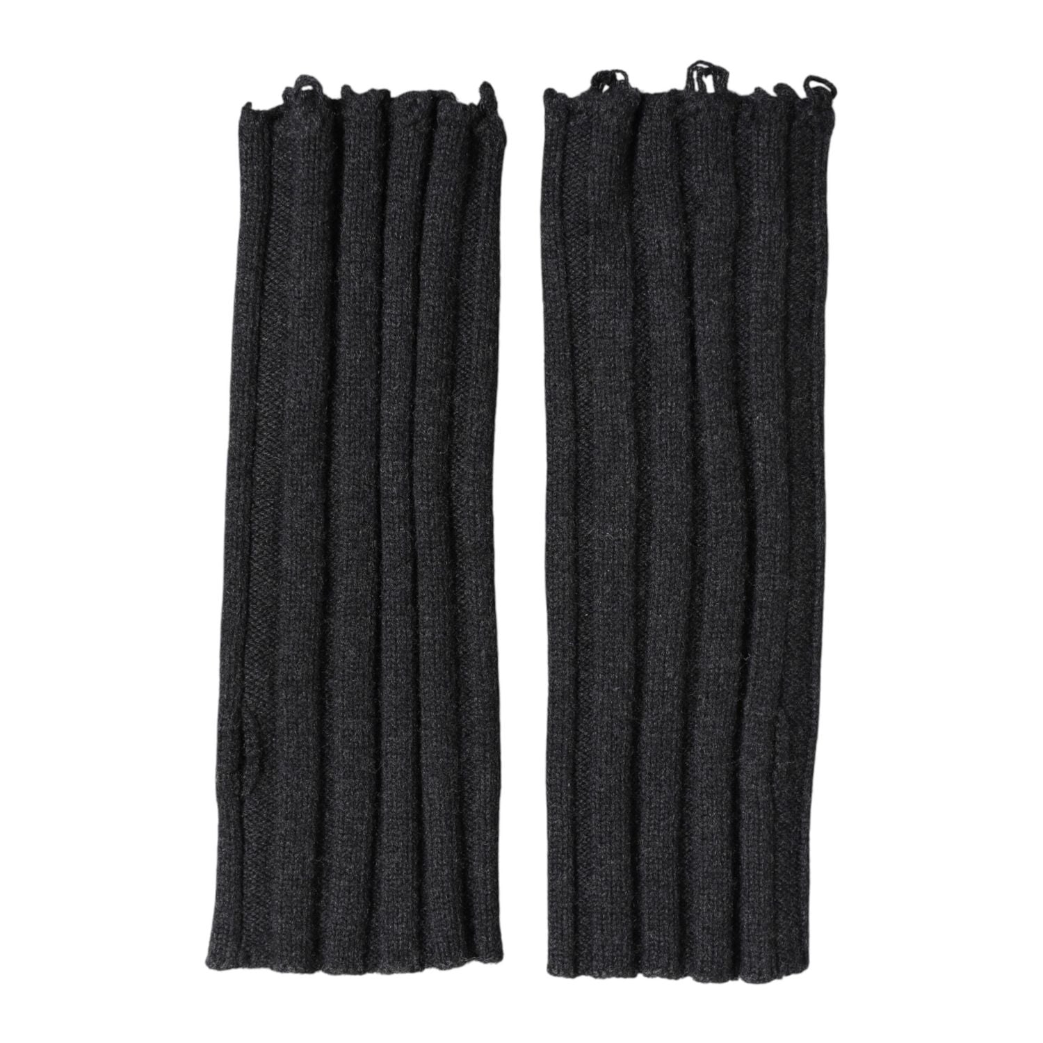 Dolce & Gabbana Dark Gray Virgin Wool Knitted Fingerless Gloves