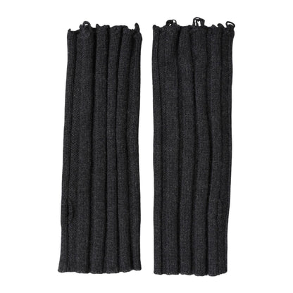 Dolce & Gabbana Dark Gray Virgin Wool Knitted Fingerless Gloves