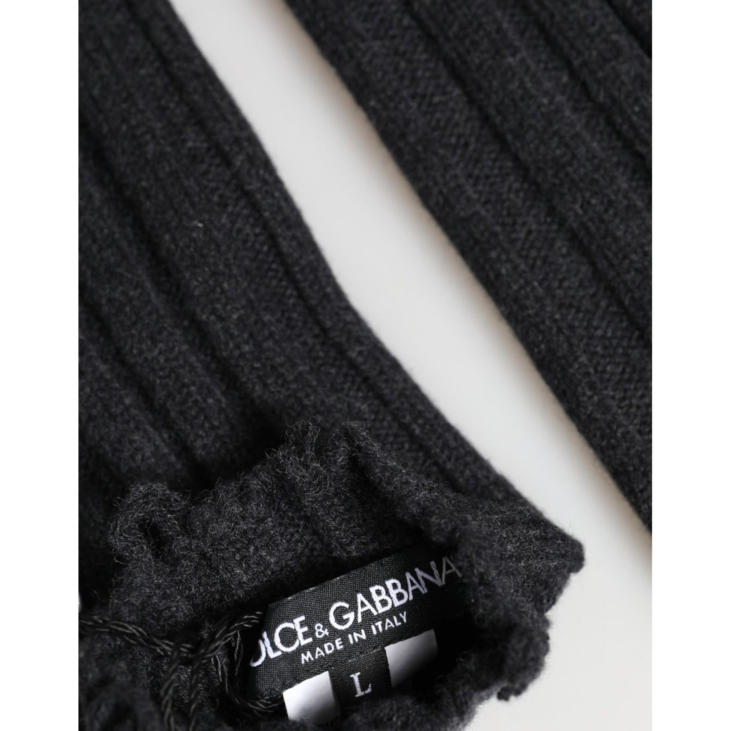 Dolce & Gabbana Dark Gray Virgin Wool Knitted Fingerless Gloves