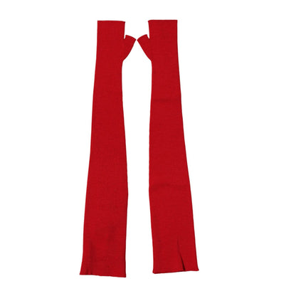 Dolce & Gabbana Red Wool Knitted Fingerless Elbow One Length Gloves