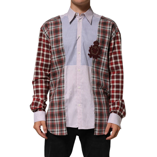 Dolce & Gabbana Multicolor Cotton Collared Checkered Shirt