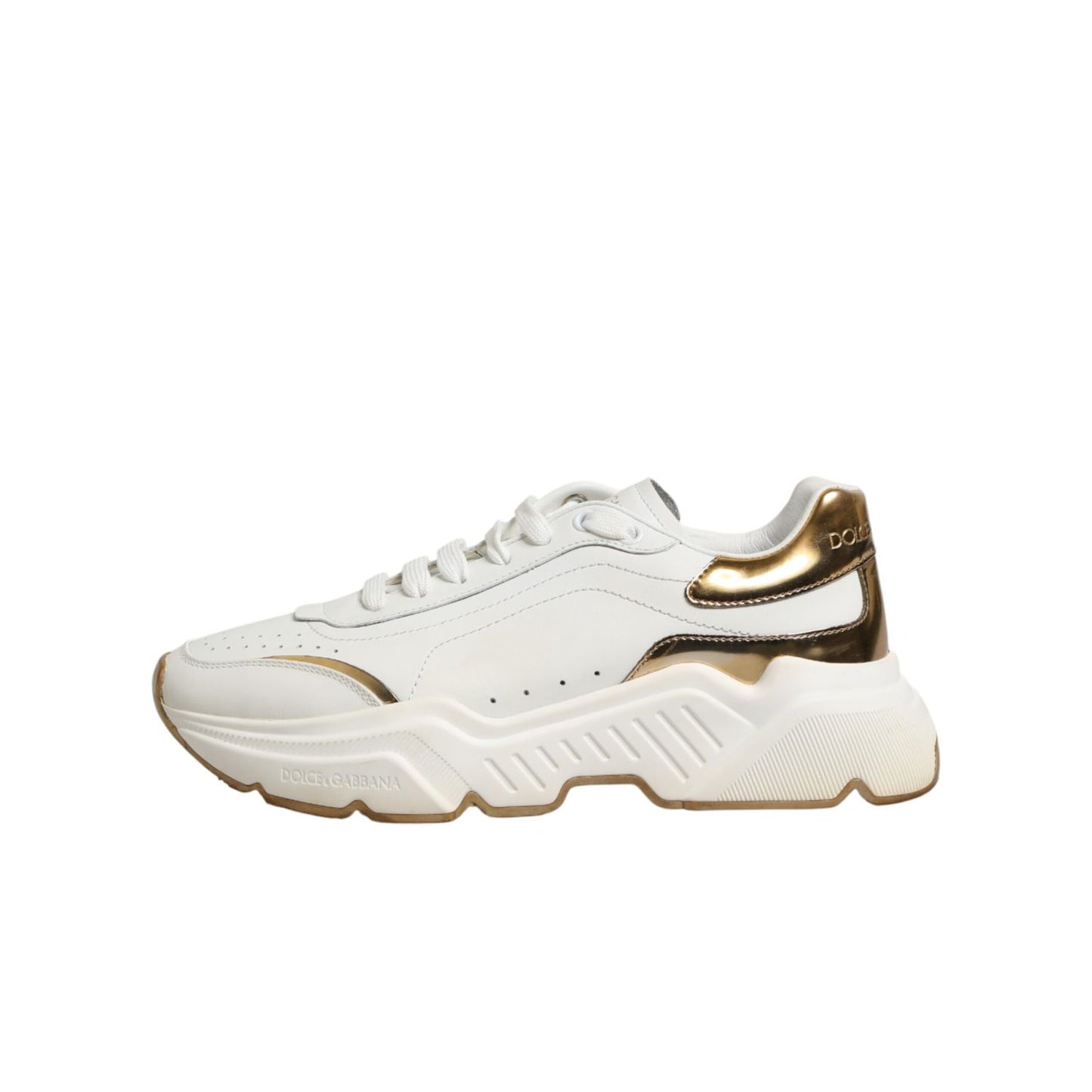 Dolce & Gabbana White Gold Daymaster Low Top Sneakers Shoes