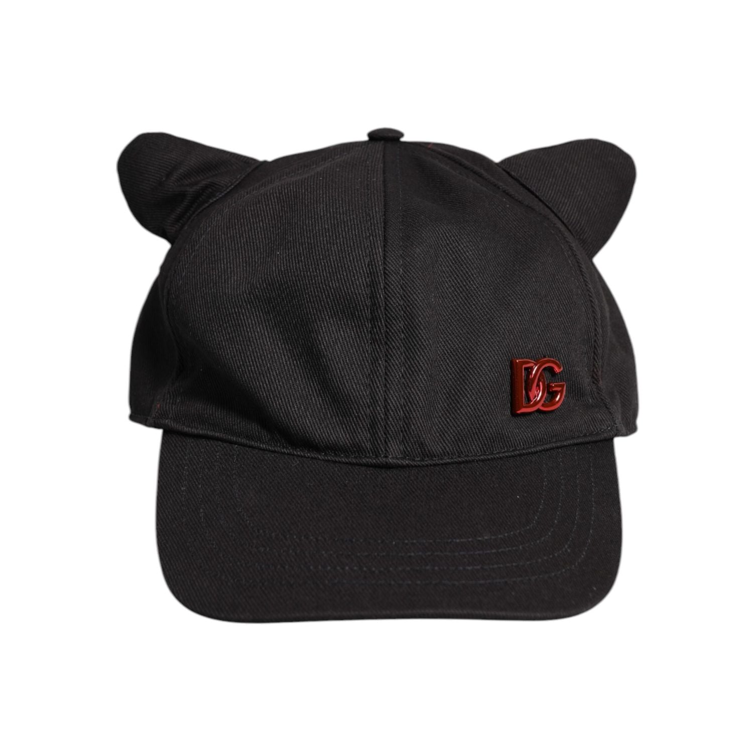 Dolce & Gabbana Black Cotton Logo Patch 6 Panels Baseball Cap Hat
