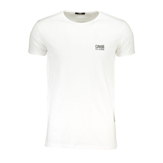 Cavalli Class Bianco Cotton Men T-Shirt 1728,67403481248,Cavalli Class,Clothing,L,M,Men,New with tags,S,T-Shirts - Clothing,T-Shirts - T-Shirts - Clothing,White,XL,XXL
