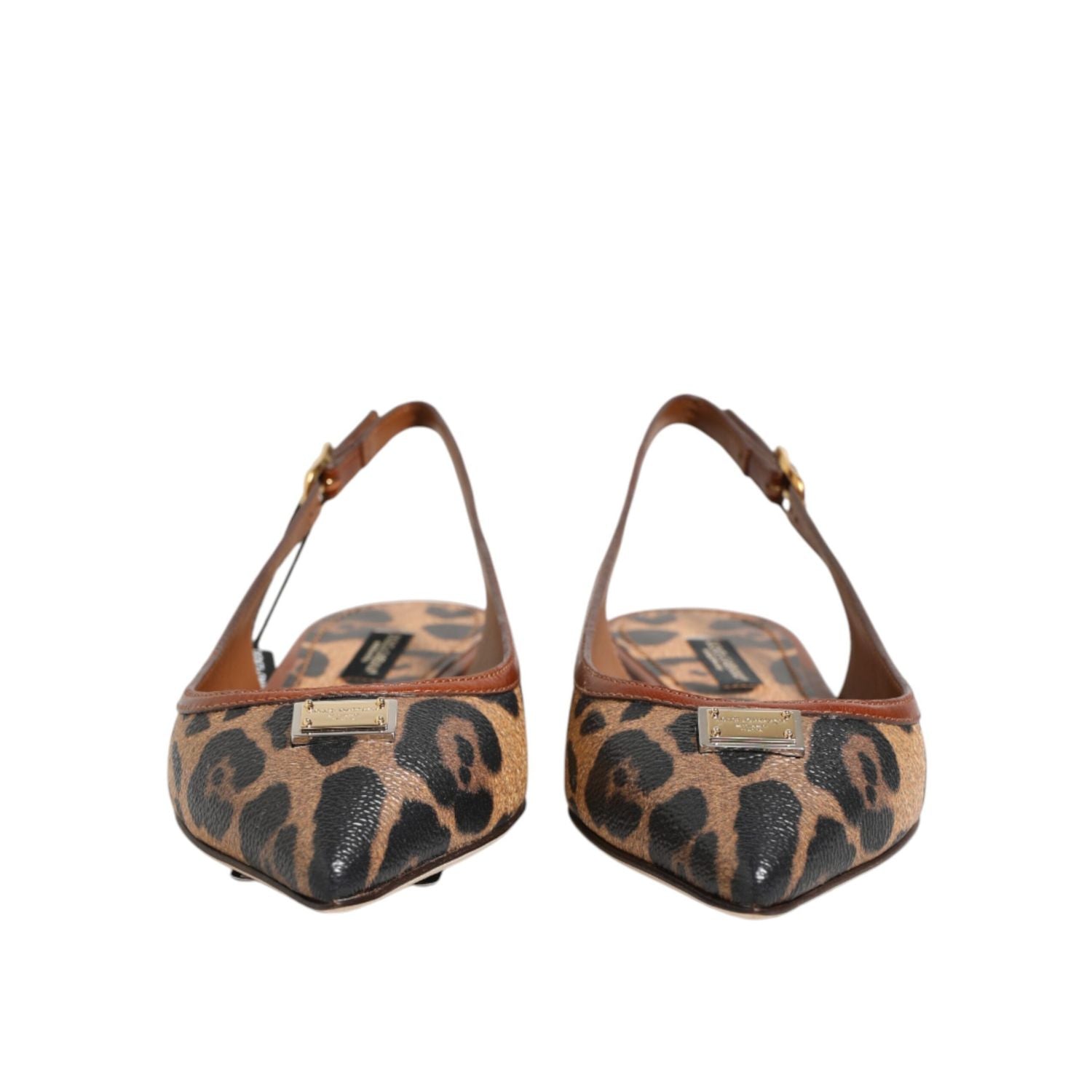 Dolce & Gabbana Brown Leopard Slingback Flats Sandals Shoes
