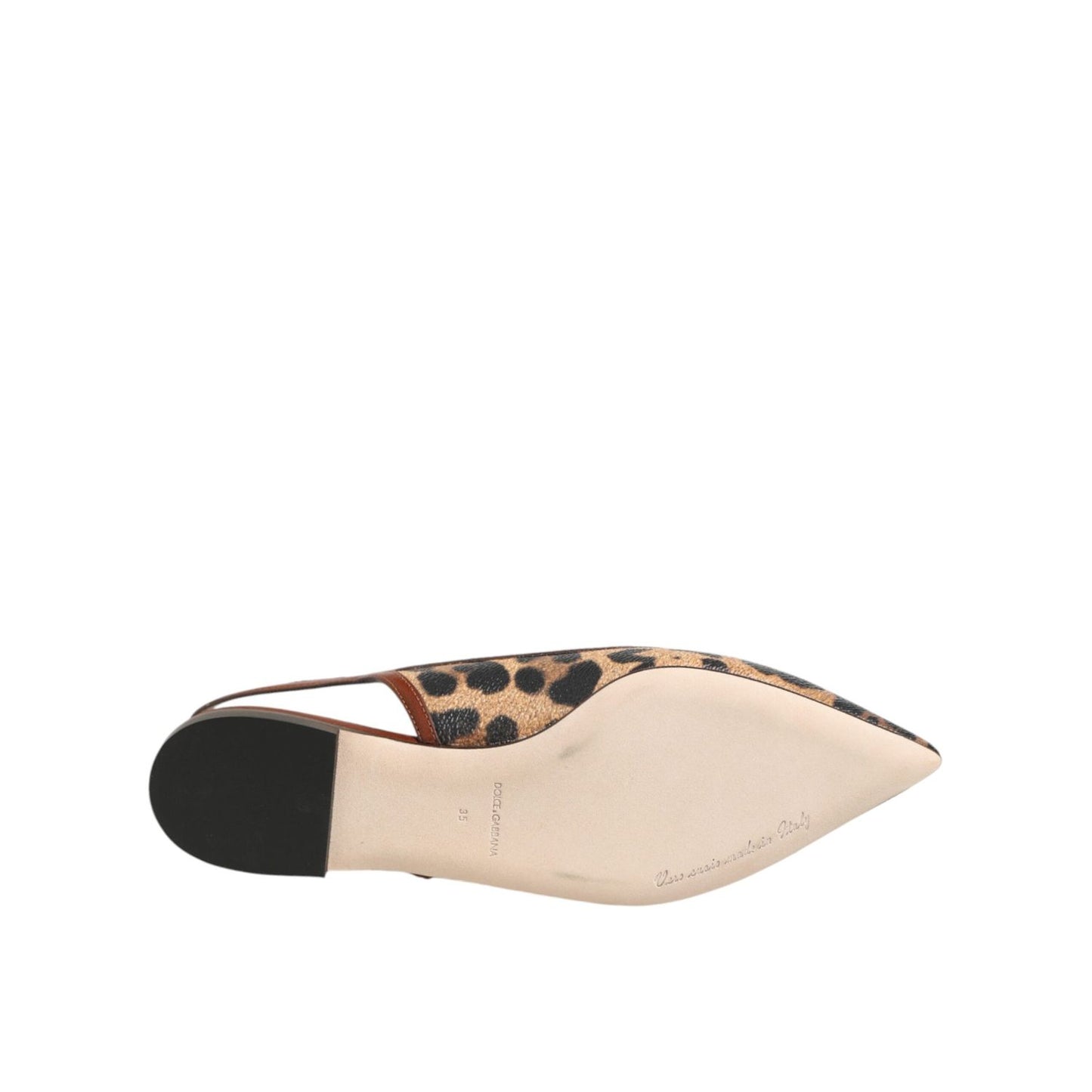 Dolce & Gabbana Brown Leopard Slingback Flats Sandals Shoes