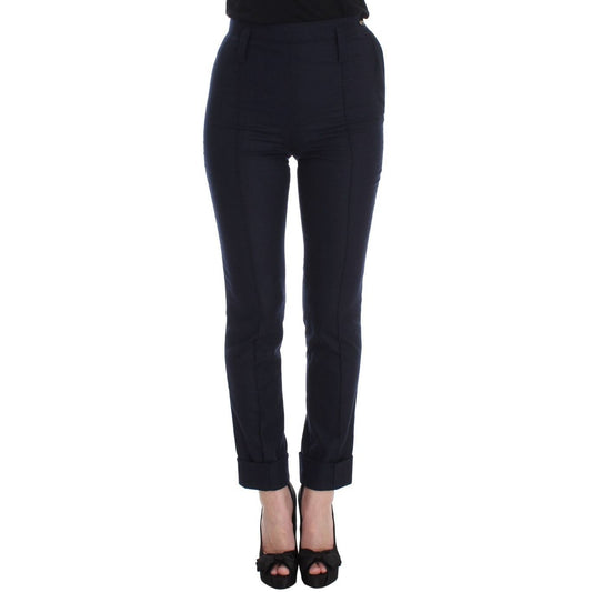 Ermanno Scervino Blue Virgin Wool Slim Fit Casual Pants