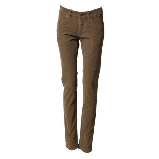Dolce & Gabbana Brown Cotton Stretch Skinny Men Denim Jeans