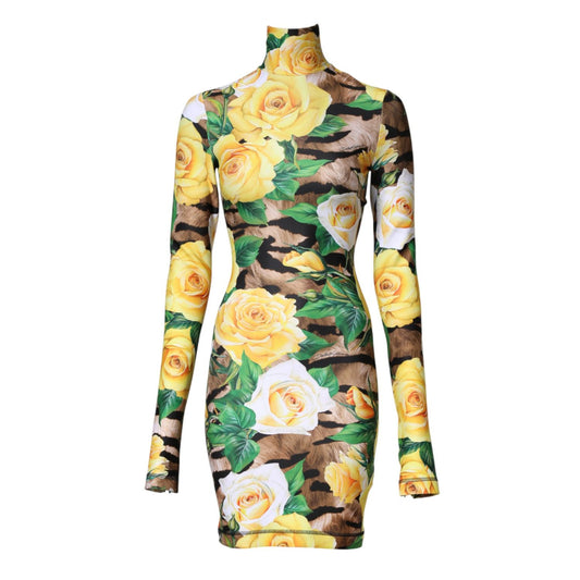 Dolce & Gabbana Multicolor Floral Print Sheath Mini Dress 1728,67345645728,Casual - Dresses - Clothing,Clothing,Cocktail - Dresses - Clothing,Dolce & Gabbana,Dresses - Clothing,IT40|S,Longsleeve - Dresses - Clothing,Material: 07+93%PL,Midi - Dresses - Clo
