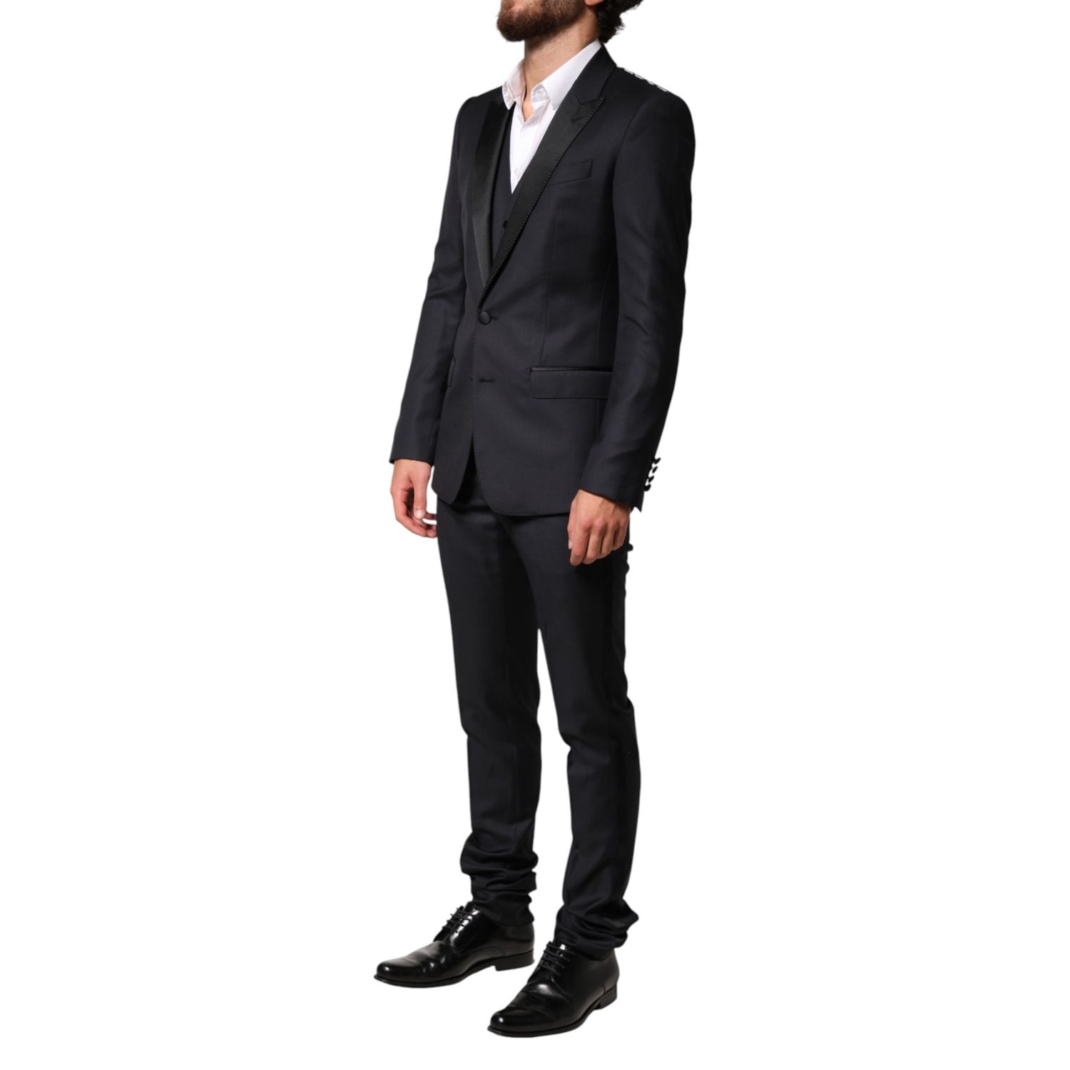 Dolce & Gabbana Black Wool Single Breasted 3 Piece Men Suit