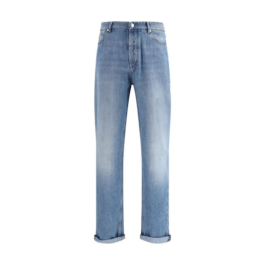 Brunello Cucinelli Blue Cotton Straight-Leg Jeans 1728,72470364320,Blue,Brunello Cucinelli,Clothing,IT46 | S,IT52 | XL,IT54 | XXL,IT56 | 3XL,Jeans Denim - Clothing,Men,New with tags,Straight-Leg Jeans - Jeans Denim - Clothing