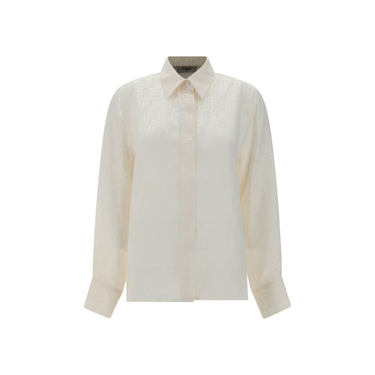 Fendi White Silk Pattern Shirt 1728,72470364320,Clothing,Fendi,IT38 | S,IT40 | M,New with tags,Pattern - Shirts - Clothing,Shirts - Clothing,White,Women