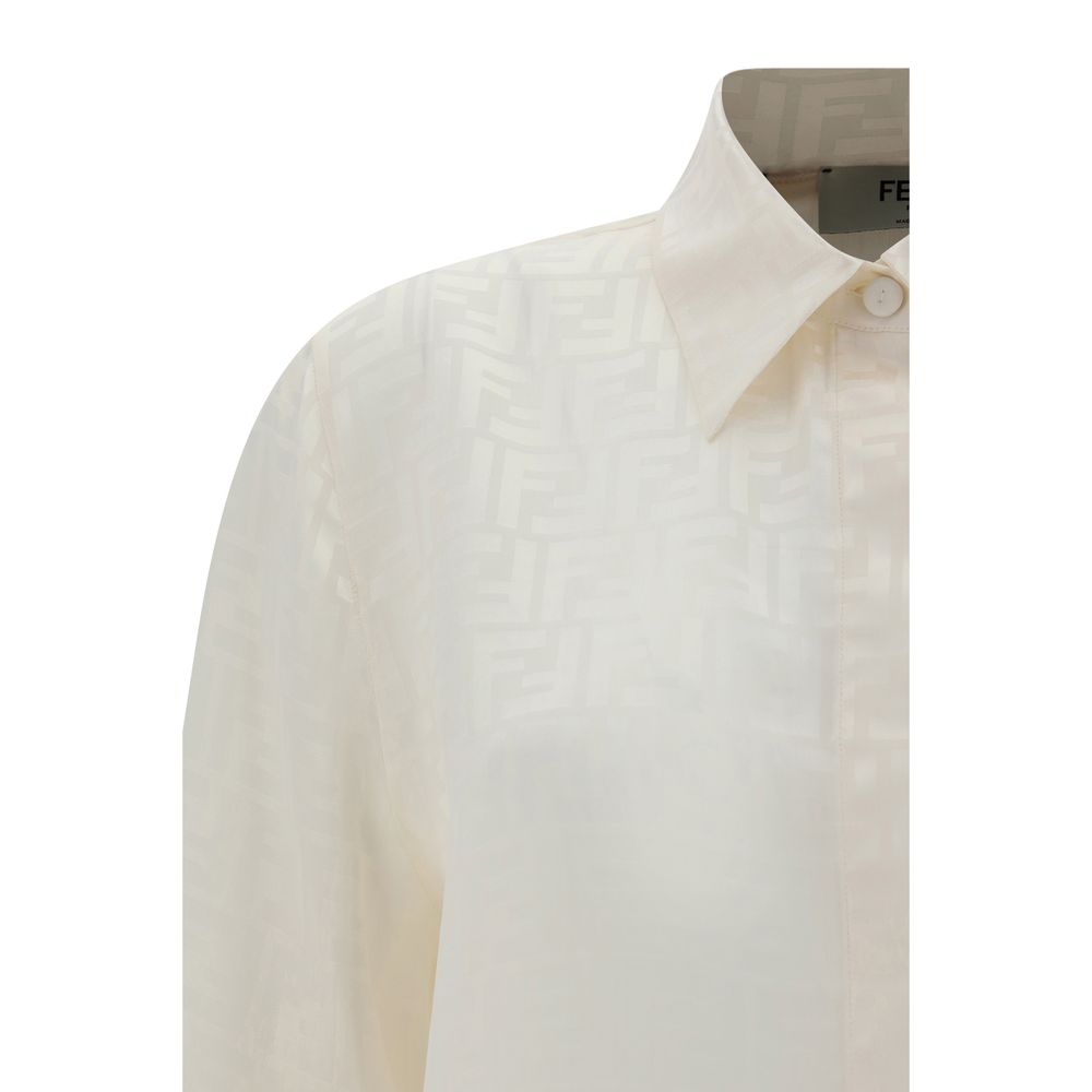 Fendi White Silk Pattern Shirt 1728,72470364320,Clothing,Fendi,IT38 | S,IT40 | M,New with tags,Pattern - Shirts - Clothing,Shirts - Clothing,White,Women