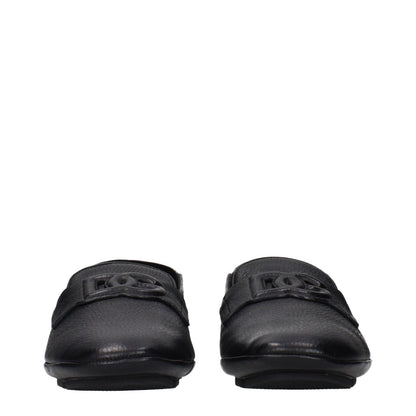 Dolce & Gabbana Black Leather Slip-On Loafers