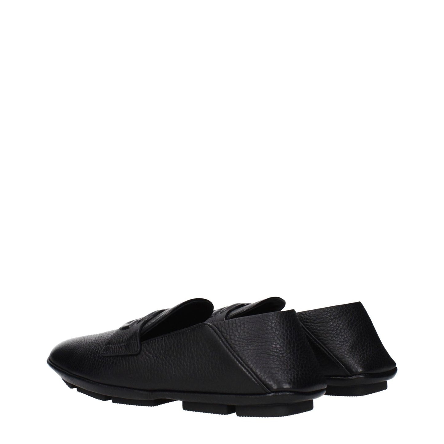 Dolce & Gabbana Black Leather Slip-On Loafers