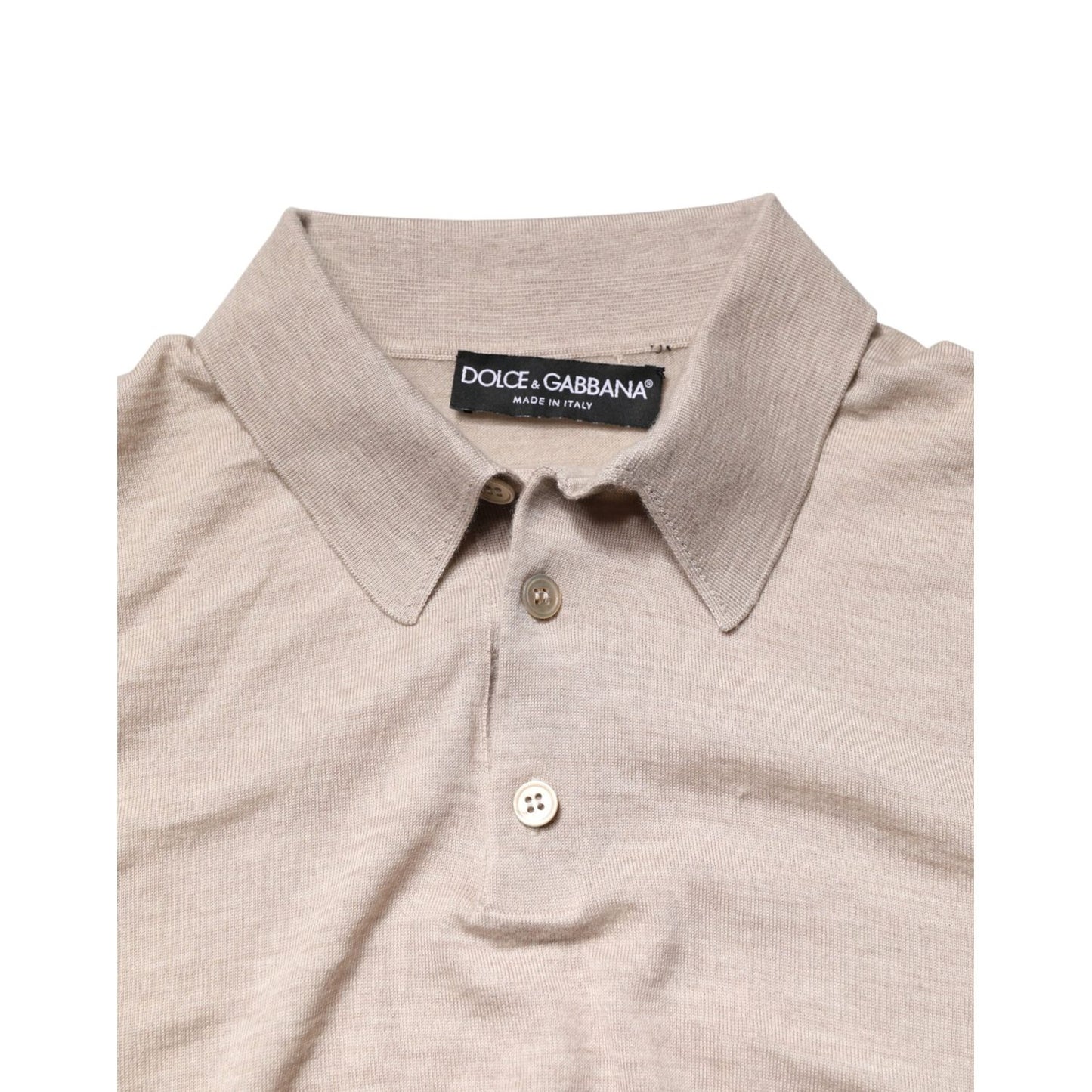 Dolce & Gabbana Beige Cashmere Collared PoloPullover Sweater