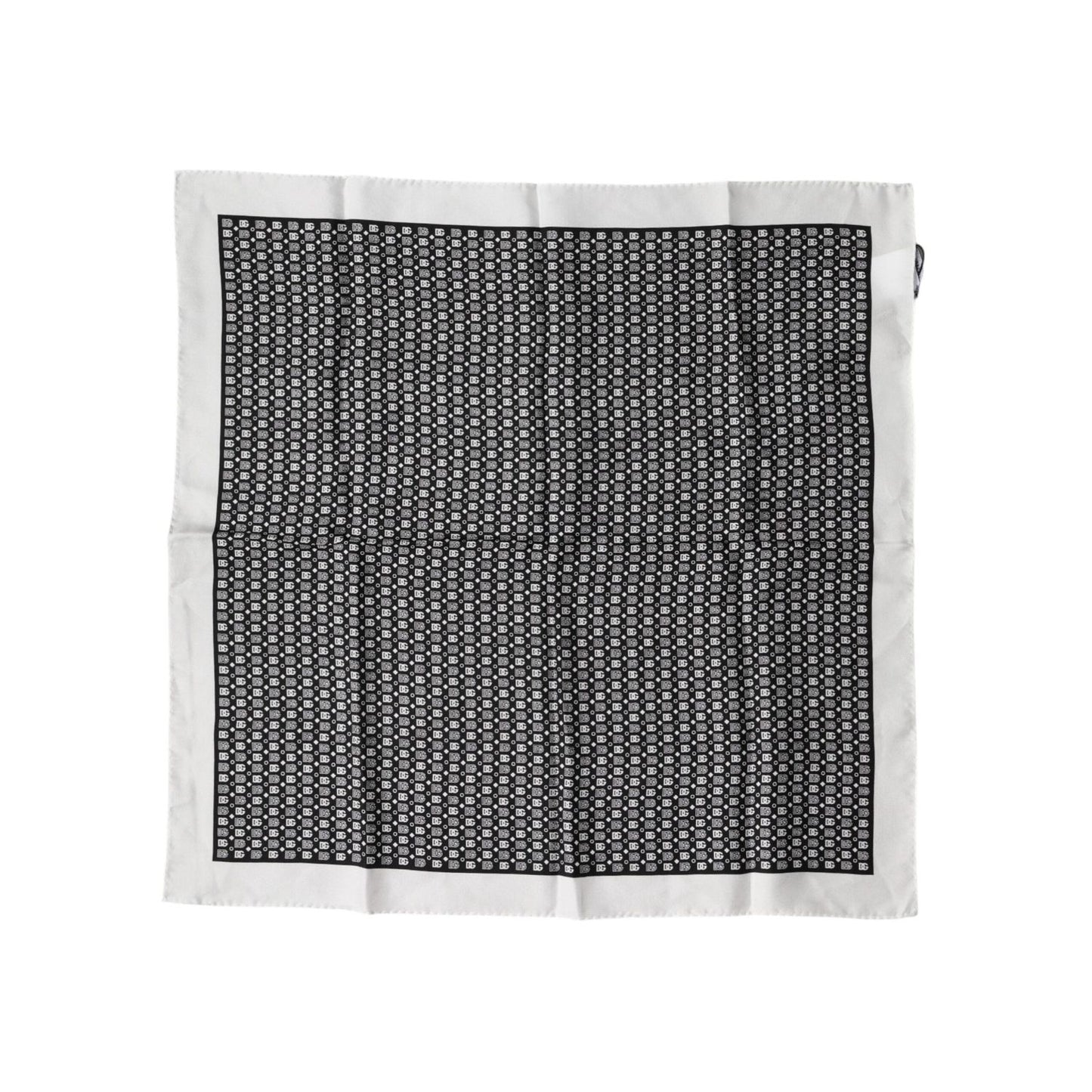 Dolce & Gabbana White Black Patterned Square Foulard Scarf