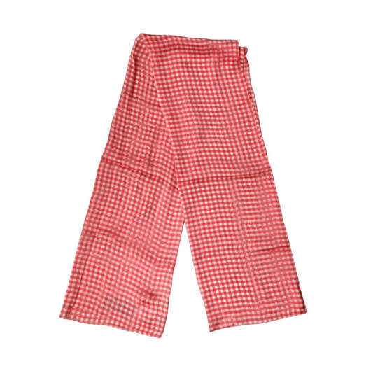 Dolce & Gabbana Red Checkered Silk Neck Wrap Shawl Scarf