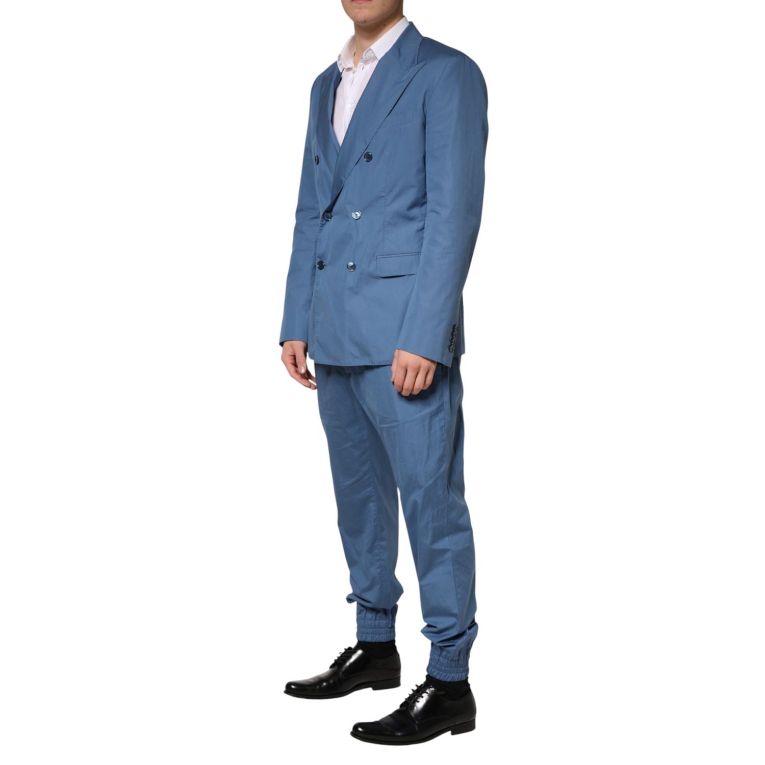 Dolce & Gabbana Blue Cotton Double Breasted 2 Piece  Suit