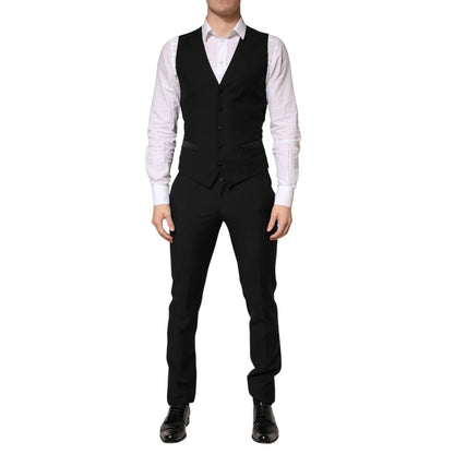 Dolce & Gabbana Black Wool Single Breasted 3 Piece Men Suit