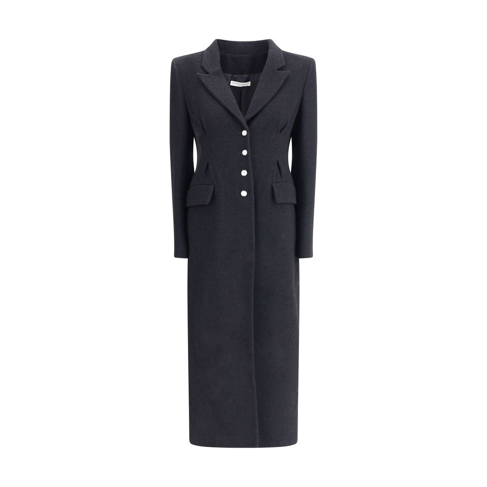 Alessandra Rich Black Fleece Wool Coat