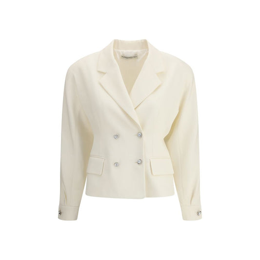Alessandra Rich Cream Fleece Wool Blazer Alessandra Rich