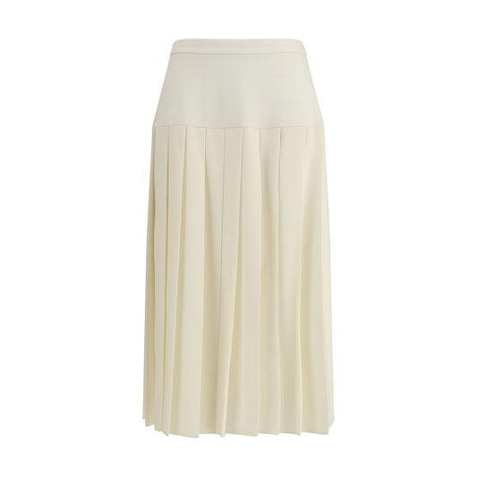 Alessandra Rich White Fleece Wool Midi Skirt Alessandra Rich