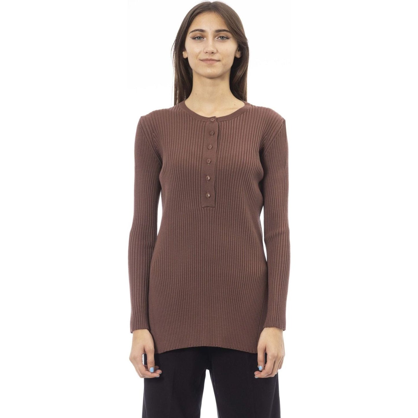 Alpha Studio Sweaters AD8212U_5032CIOCCOLATO,Alpha Studio,Brown,Category-Clothing,Clothing,Gender-Women,Made in Italy,Subcategory-Sweaters,Subcategory-Sweatshirts,Subcategory-Tops,Sweaters,Sweaters - Women - Clothing,true,Women,Women > Clothing,Women > Cl