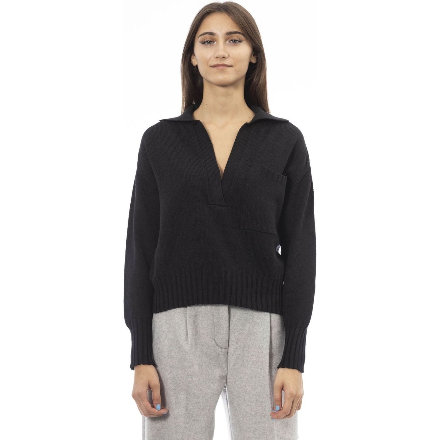 Alpha Studio Sweaters AD8362B_5054NERO,Alpha Studio,Black,Cardigans - Women - Clothing,Category-Clothing,Clothing,Gender-Women,Made in Italy,Subcategory-Cardigans,Subcategory-Sweaters,Sweaters,Sweaters - Women - Clothing,true,Women,Women > Clothing,women