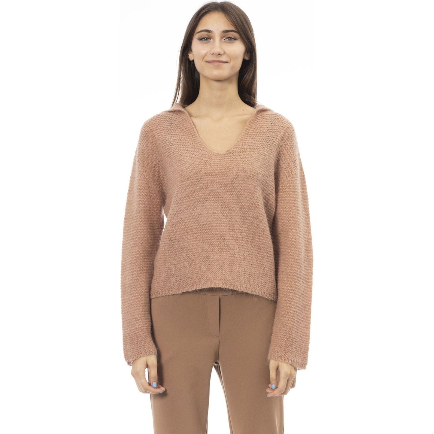 Alpha Studio Sweaters AD8452B_5192BLUSH,Alpha Studio,Brown,Cardigans - Women - Clothing,Category-Clothing,Clothing,Gender-Women,Made in Italy,Subcategory-Cardigans,Subcategory-Sweaters,Sweaters,Sweaters - Women - Clothing,true,Women,Women > Clothing,women