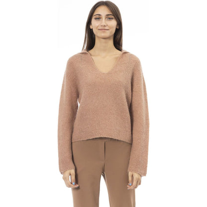 Alpha Studio Sweaters AD8452B_5192BLUSH,Alpha Studio,Brown,Cardigans - Women - Clothing,Category-Clothing,Clothing,Gender-Women,Made in Italy,Subcategory-Cardigans,Subcategory-Sweaters,Sweaters,Sweaters - Women - Clothing,true,Women,Women > Clothing,women