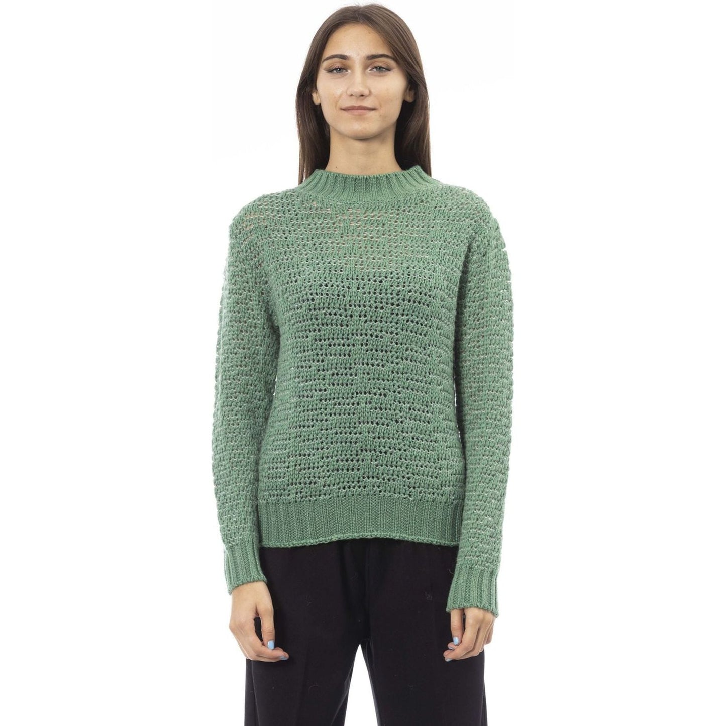 Alpha Studio Sweaters AD8560C_5075ALGA,Alpha Studio,Category-Clothing,Clothing,Gender-Women,Green,Made in Italy,Subcategory-Sweaters,Subcategory-Sweatshirts,Subcategory-Tops,Sweaters,Sweaters - Women - Clothing,true,Women,Women > Clothing,Women > Clothing