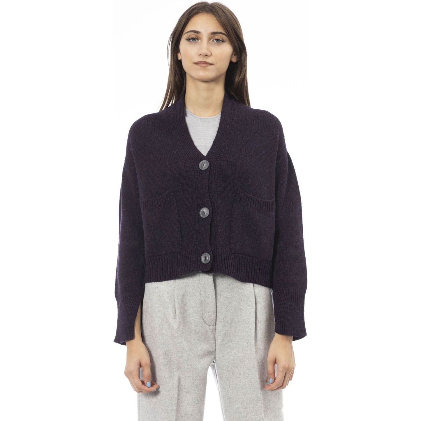 Alpha Studio Sweaters AD8631EE_9005VINACCIA,Alpha Studio,Category-Clothing,Clothing,Gender-Women,Made in Italy,Subcategory-Sweaters,Subcategory-Sweatshirts,Subcategory-Tops,Sweaters,Sweaters - Women - Clothing,true,Violet,Women,Women > Clothing,Women > Cl