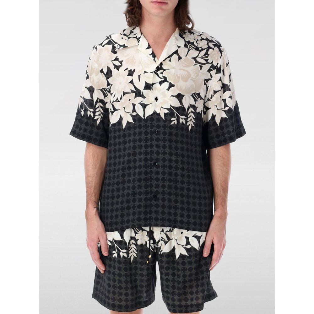 Amiri Black Silk Pattern Shirt 1728,67400106144,Amiri,Black,Clothing,M,Men,New with tags,Pattern - Shirts - Clothing,Shirts - Clothing