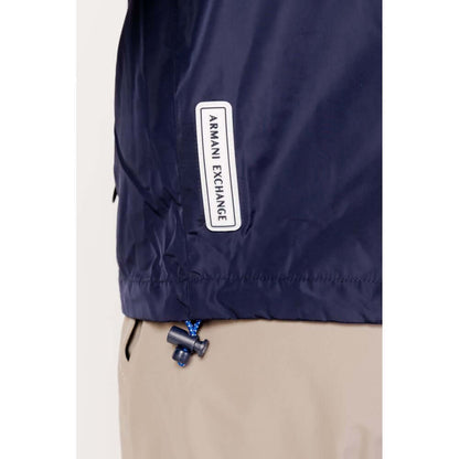 Armani Exchange Blue Polyester Shell Jacket