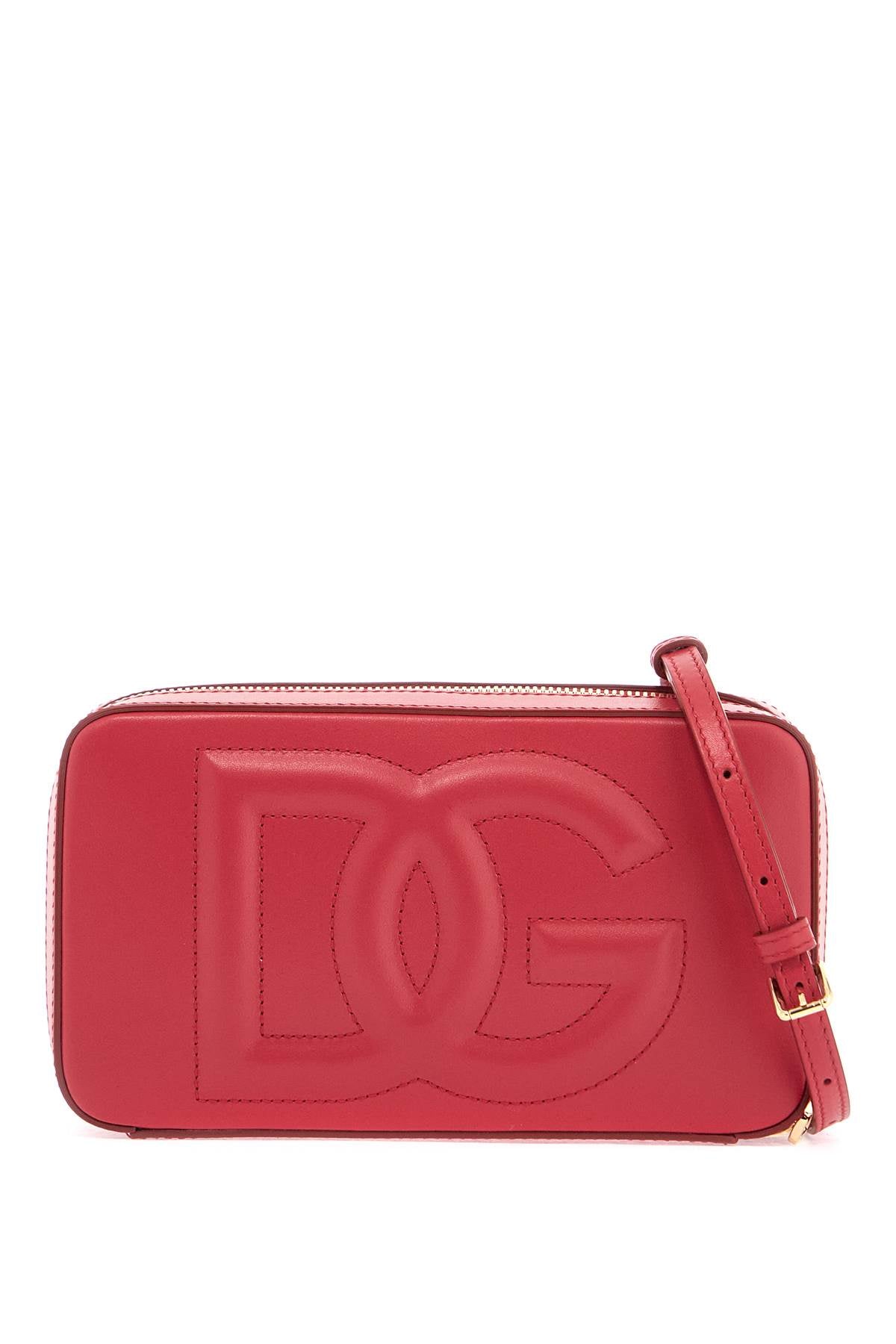 Dolce & Gabbana red calfskin shoulder bag with embossed logo Handbag Dolce & Gabbana