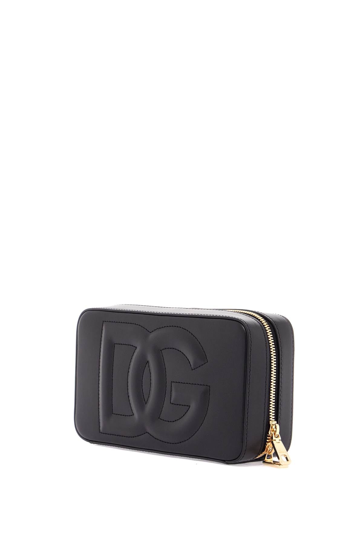 Dolce & Gabbana black calfskin shoulder bag with embossed logo and adjustable strap Handbag Dolce & Gabbana