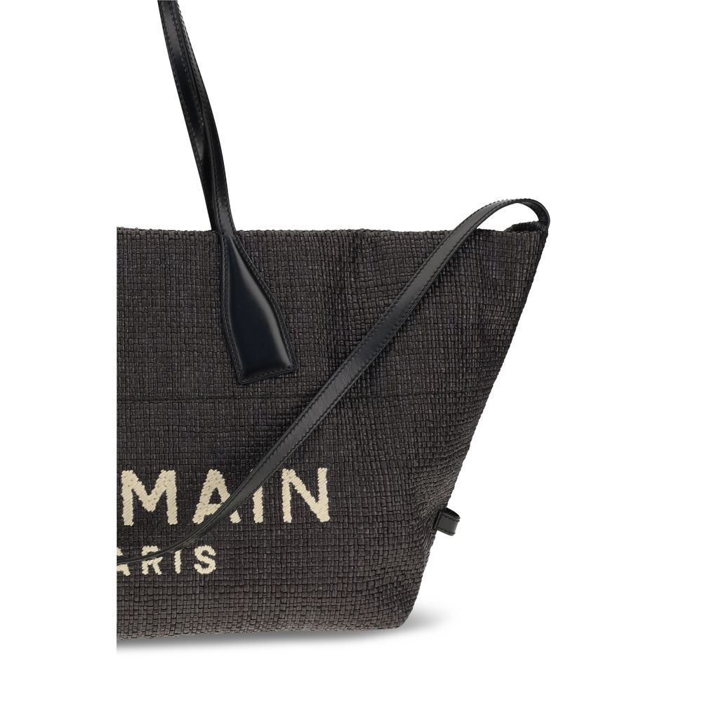 Balmain Black Raffia Shoulder Bag 1728,72470364320,Bags,Balmain,Black,New with tags,Shoulder Bags - Bags,Women