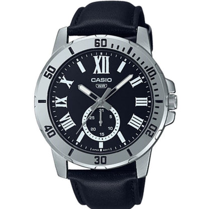 CASIO COLLECTION Mod. DIVER DATE LEATHER - BLACK WATCHES