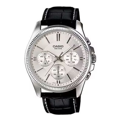 CASIO Mod. DAY DATE MULTIFUNCTION, LEATHER - WHITE