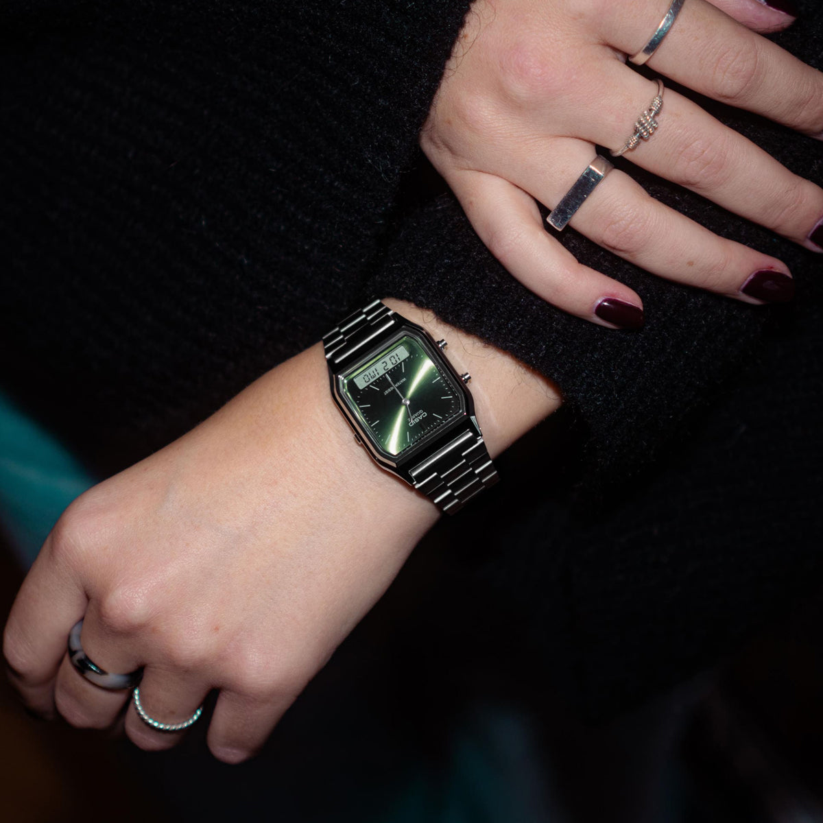 CASIO VINTAGE Mod. EDGY COLLECTION SUNRAY DIAL - GREEN MOSS