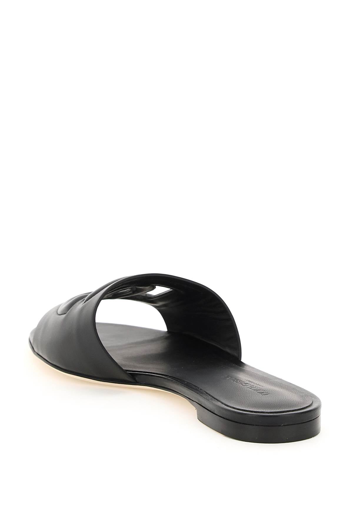 Dolce & Gabbana leather slides with cut-out logo Sandals Dolce & Gabbana